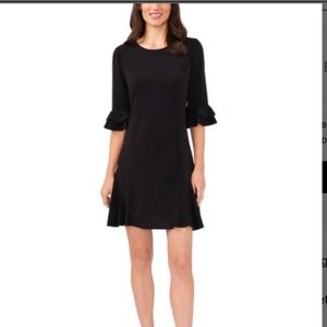 CeCe Black Bell Sleeve Detail Sheath Dress